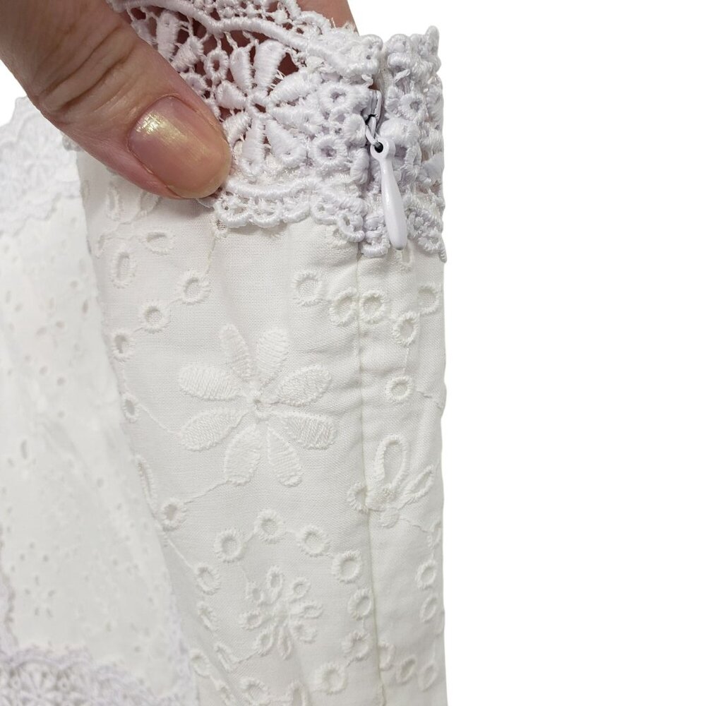 Charo Ruiz Zuma White Eyelet Lace Linen Embroidered Playsuit Romper Boho Beachy - Picture 9 of 14